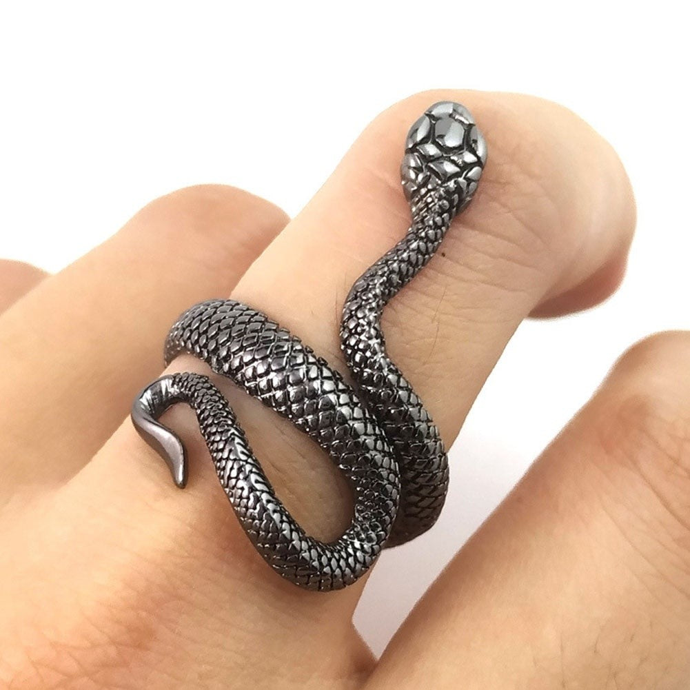 Free Size Black Snake Stanless Steel Ring