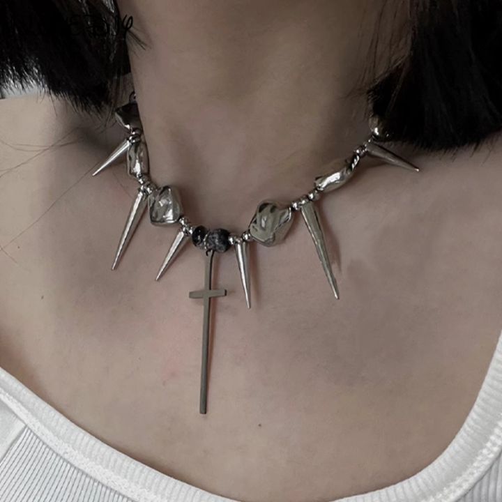 Gothic Punk Cross Choker - Stanless Steel Fashion