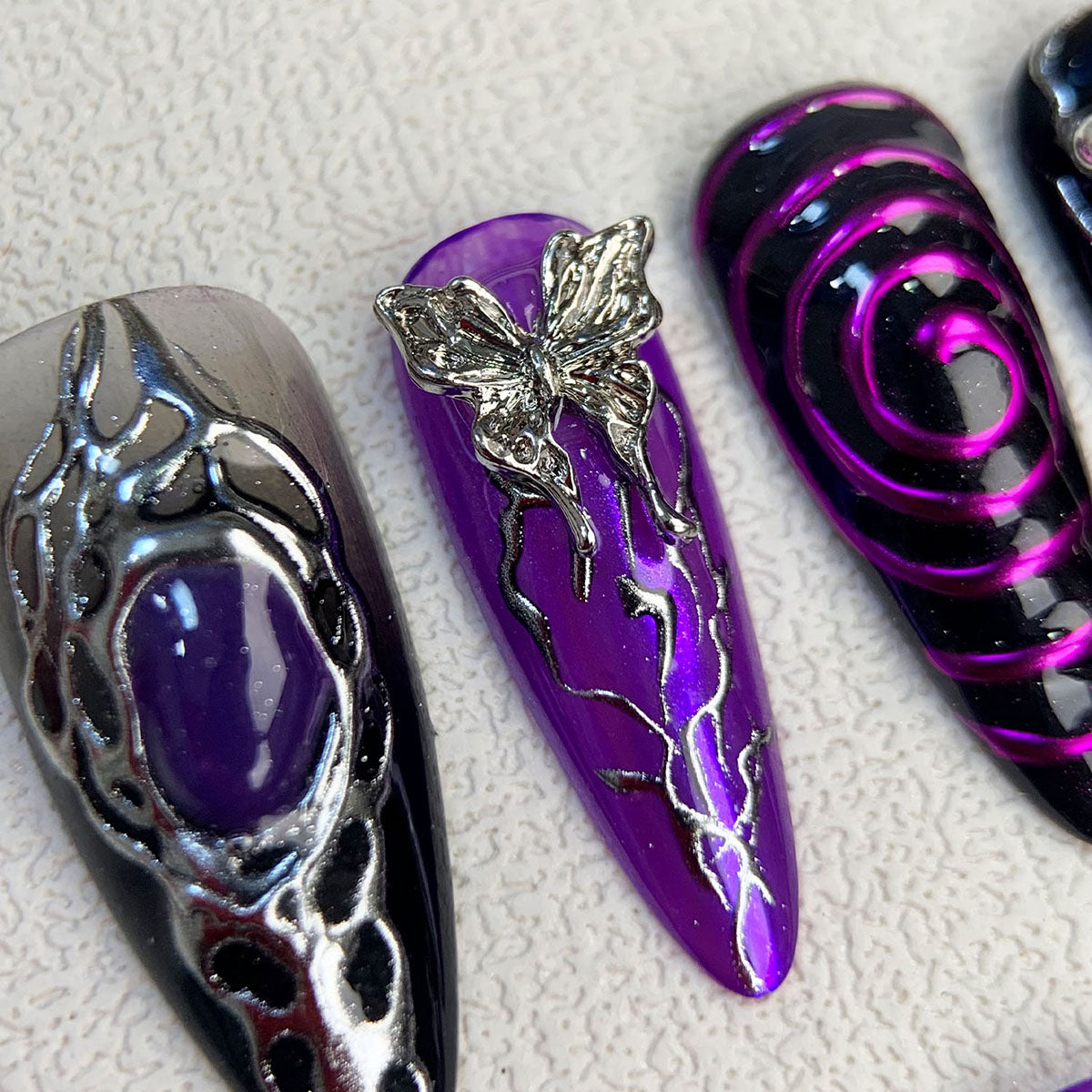 Purple Butterfly Press On Nails, Y2K Trending Summer Dark Press On Nails - Darknailz