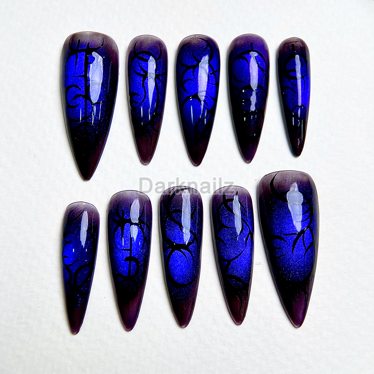 Electric Abyss Y2K Press-On Nails – Blue Purple Cybersigilism Fake Nails