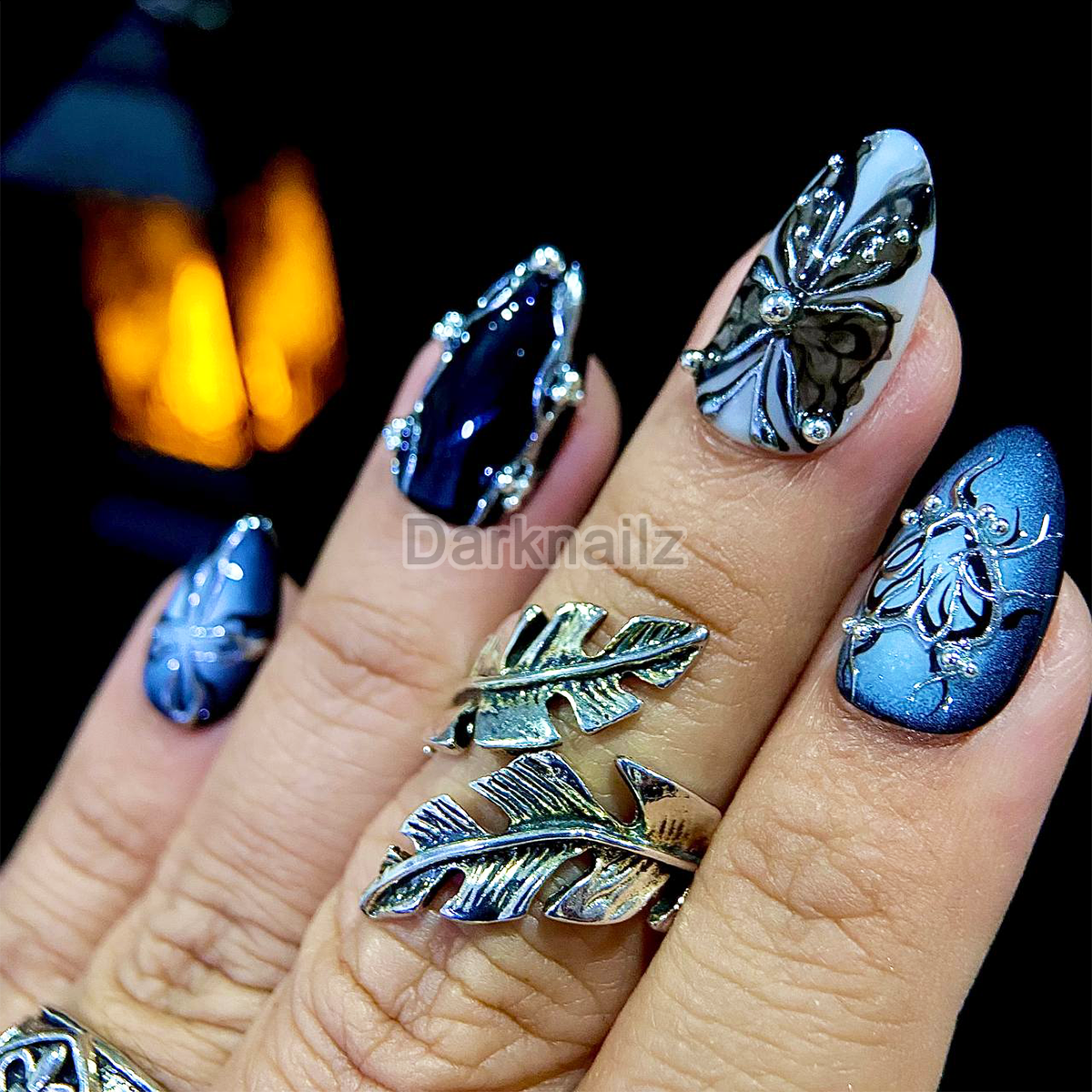Black Butterfly Press On Nails, Gothic Punk Rock Nails, Goth Butterflies Y2K Fake Nails