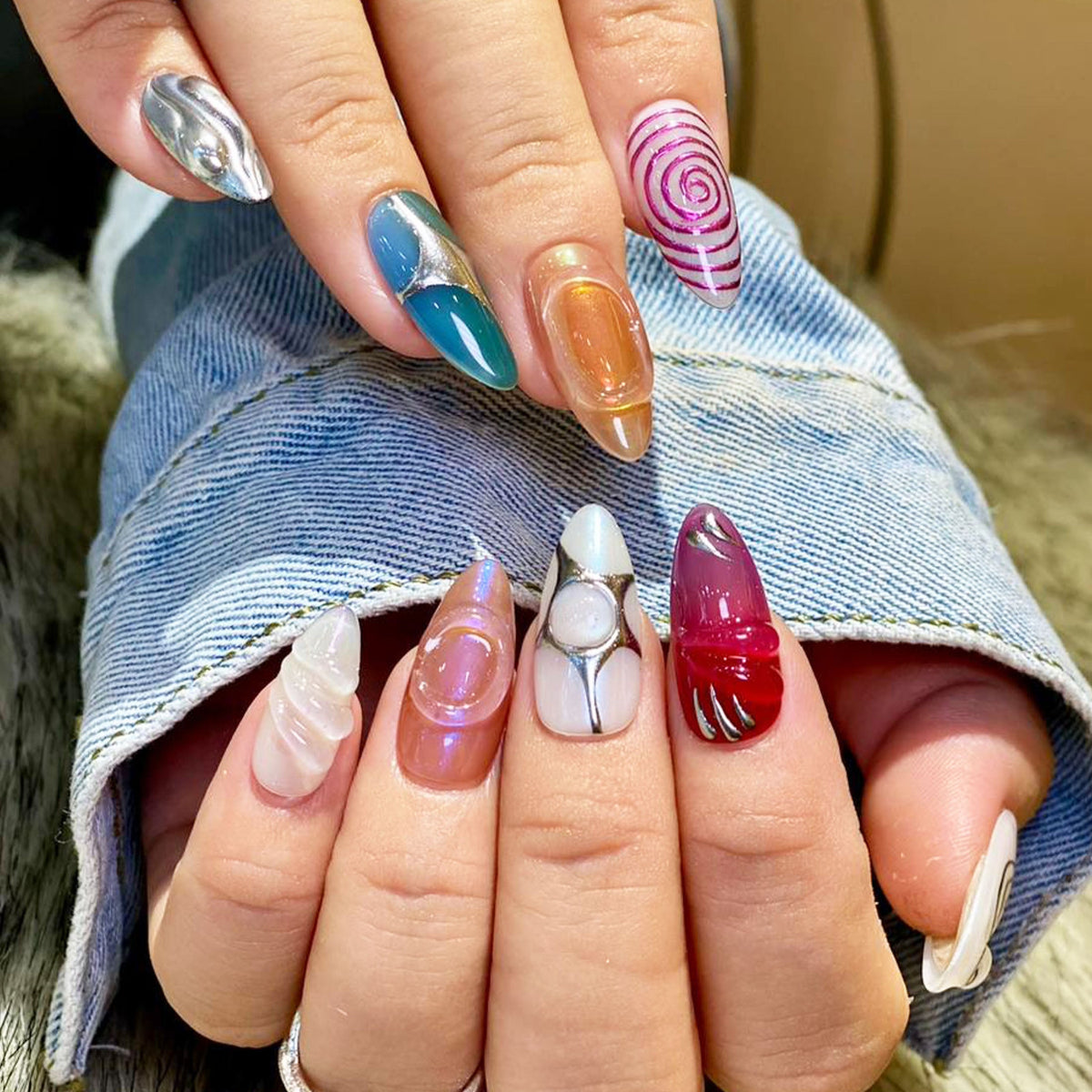 Orange Press On Nails, Y2K Trending Colorful Press On Nails