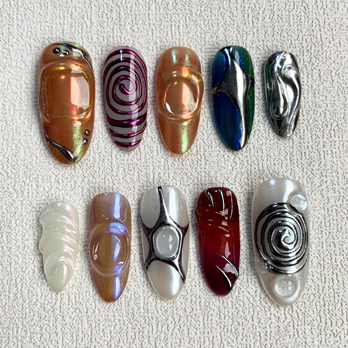 Orange Press On Nails, Y2K Trending Colorful Press On Nails