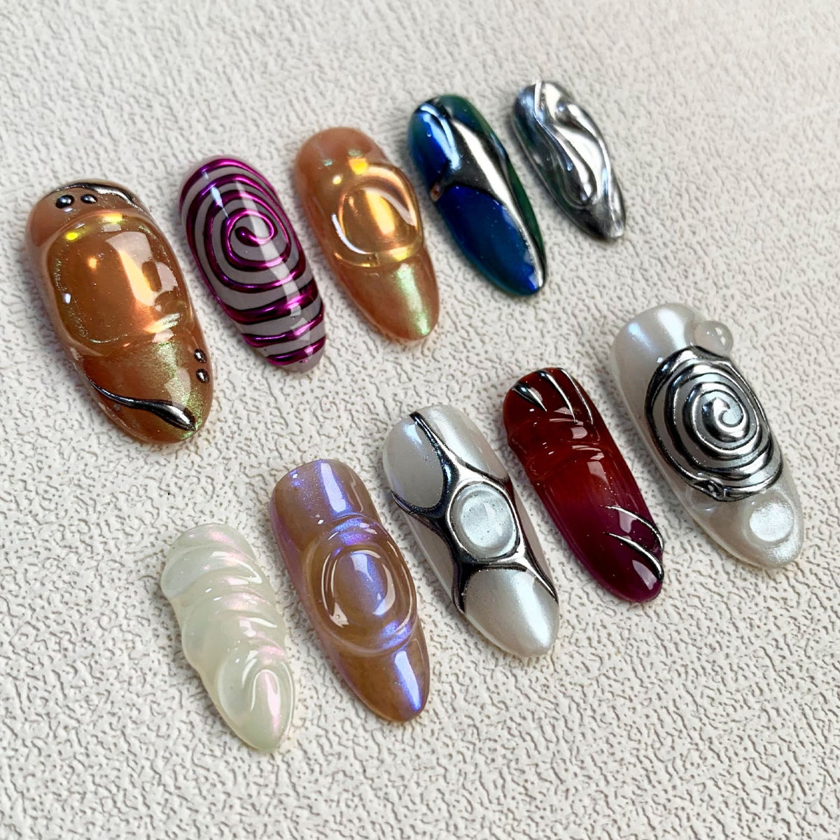 Orange Press On Nails, Y2K Trending Colorful Press On Nails