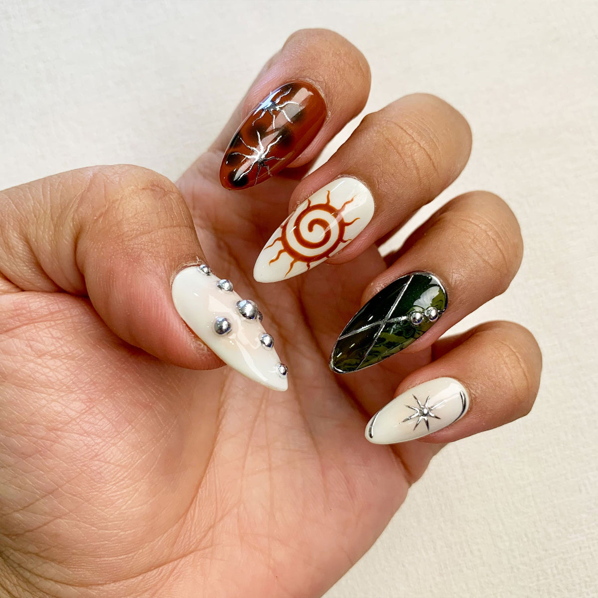 Colorful Y2K Press On Nails, Summer Sun Trending Press On Nails