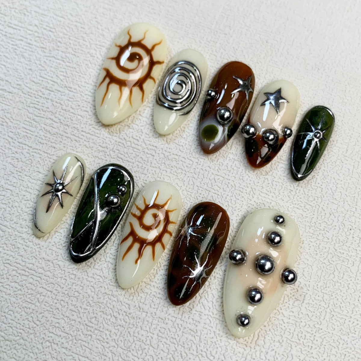 Colorful Y2K Press On Nails, Summer Sun Trending Press On Nails