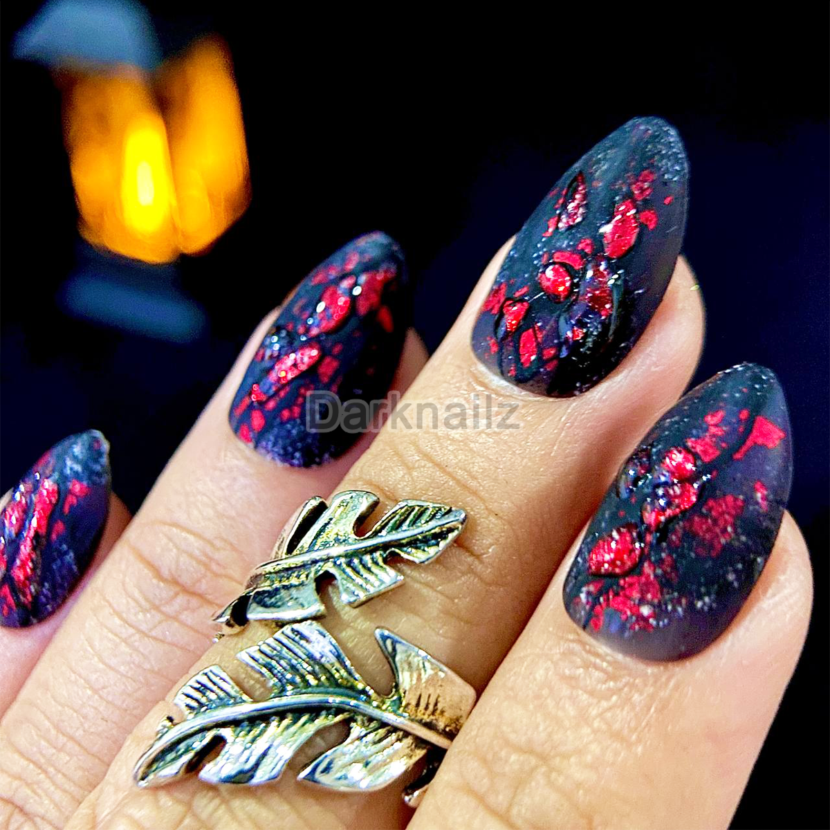 Crimson Wound – Blood Red Press-On Nails, Dark Fake Nails with Textured Gore Effect