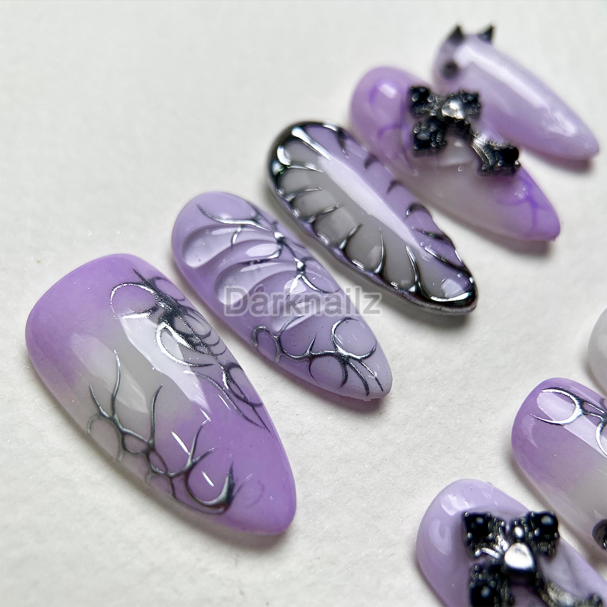 Lilac Ritual Gothic Press-On Nails – Lavender Cybersigilism Fake Nails