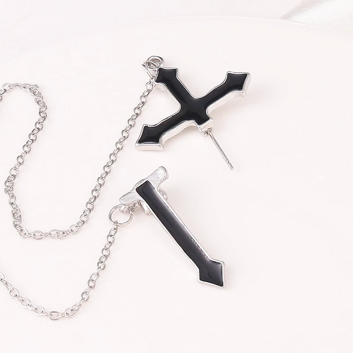 Black Gothic Cross Earring (1 Peace)