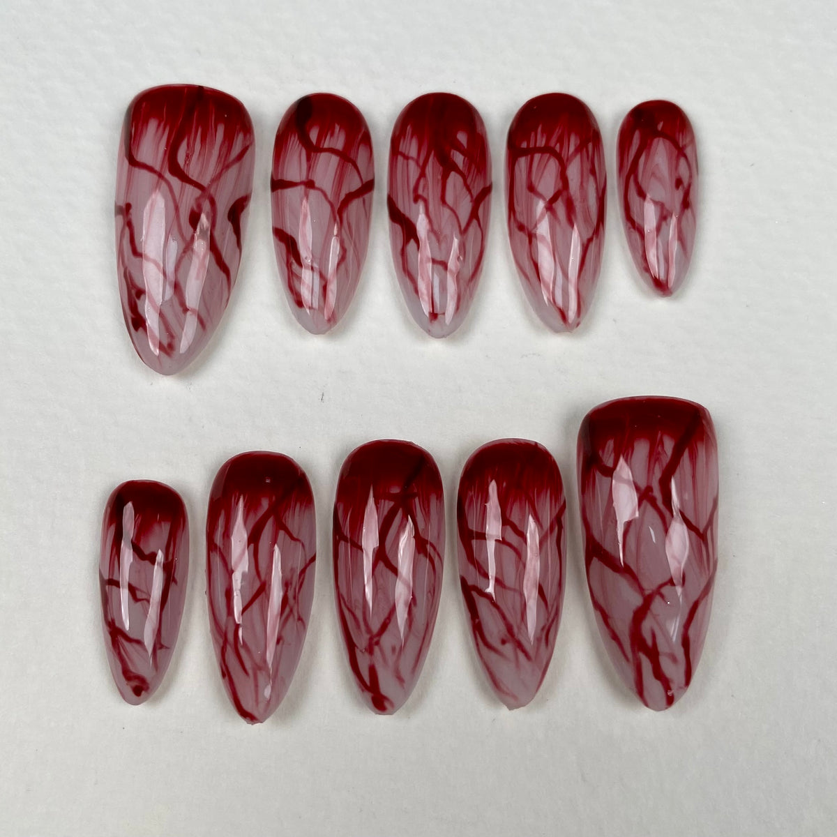 Bloody Veins Press-On Nails – Blood Drip Red Gothic Fake Nails