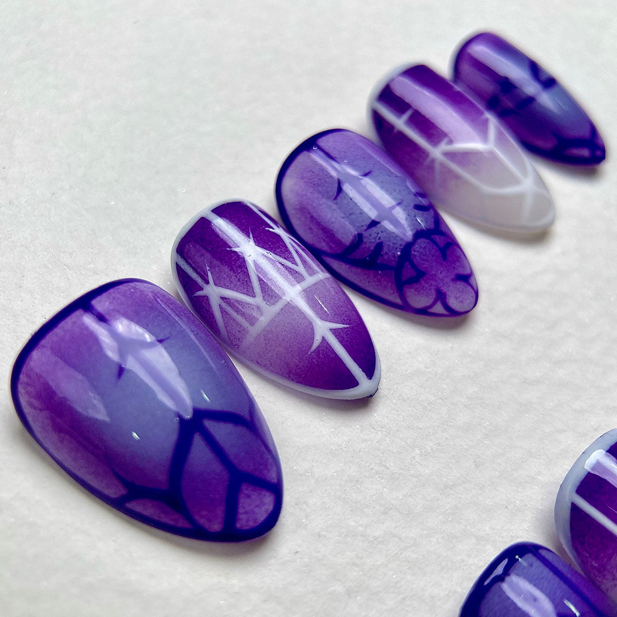 Violet Sigil Gothic Press-On Nails – Purple Cybersigilism Fake Nails
