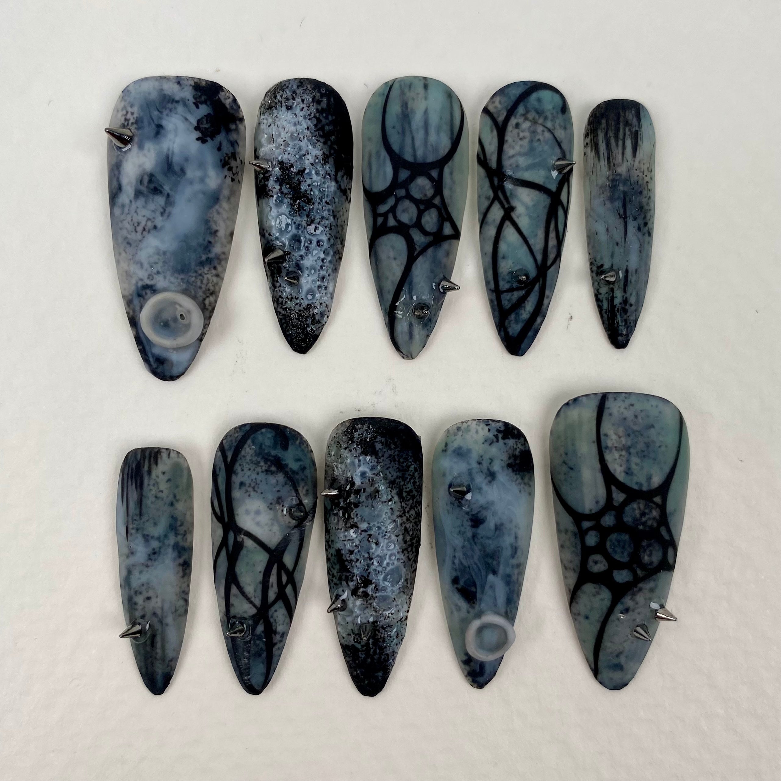 Frozen Abyss Press-On Nails – Icy Gothic Fake Nails