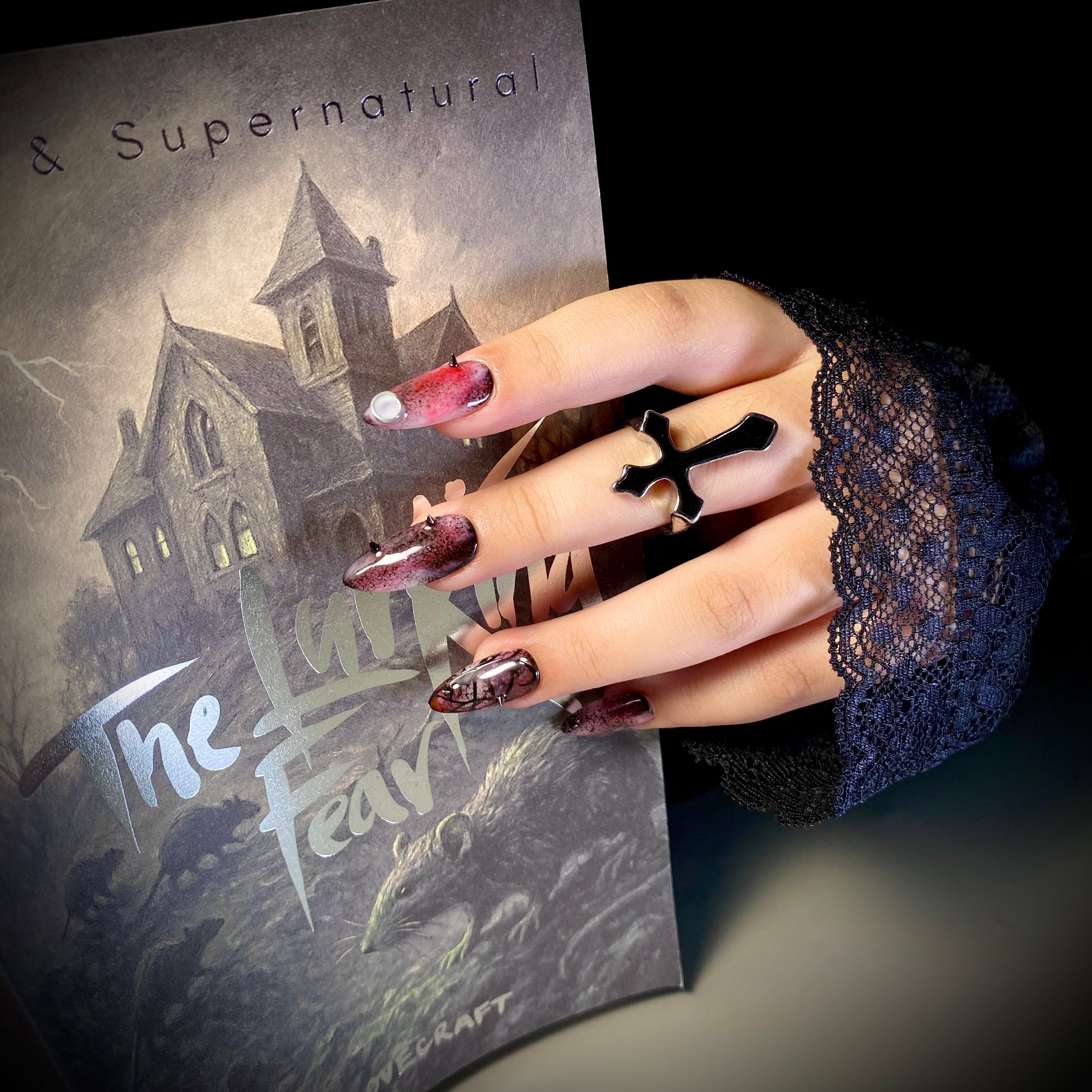 Midnight Bloom Press-On Nails – Plum Gothic Fake Nails