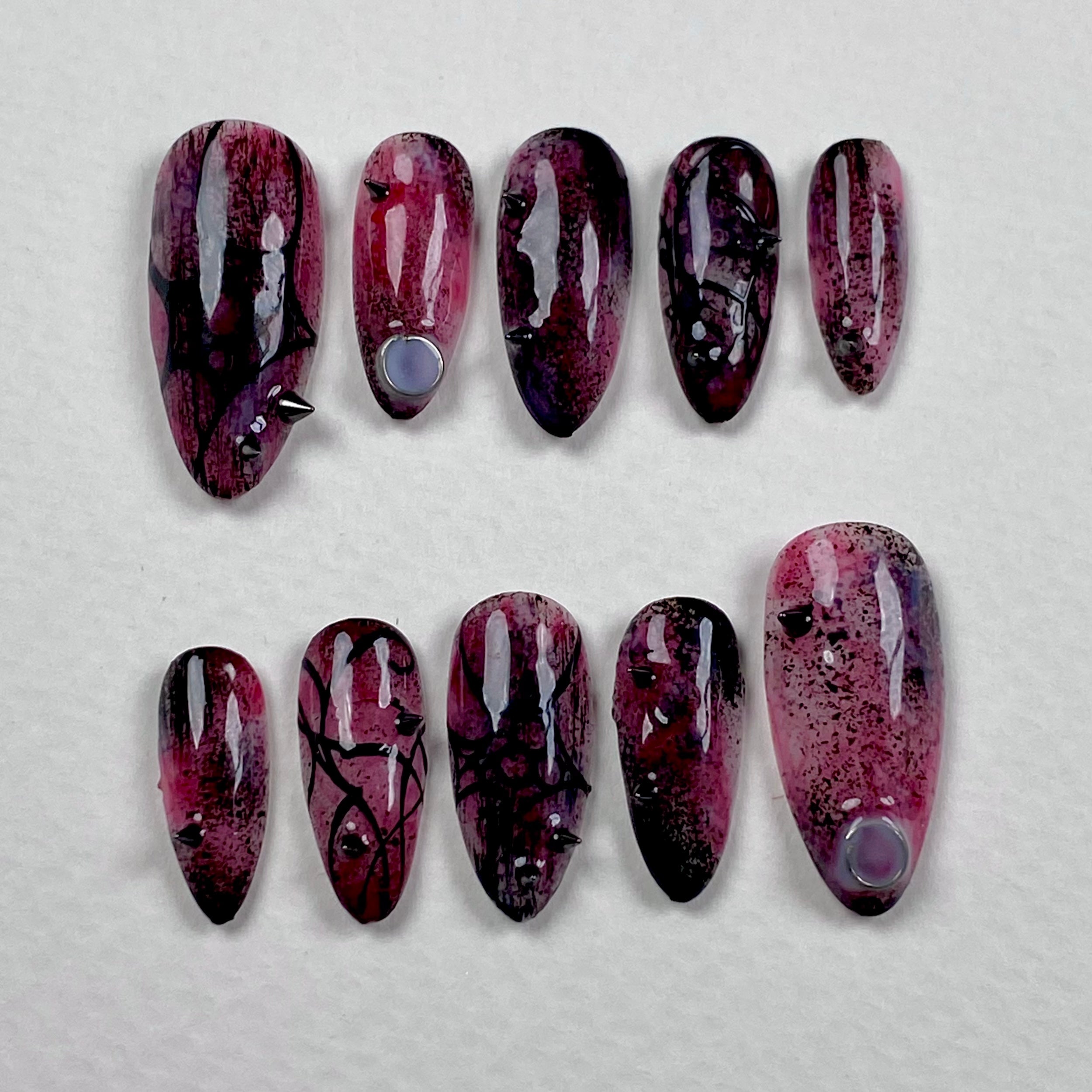 Midnight Bloom Press-On Nails – Plum Gothic Fake Nails