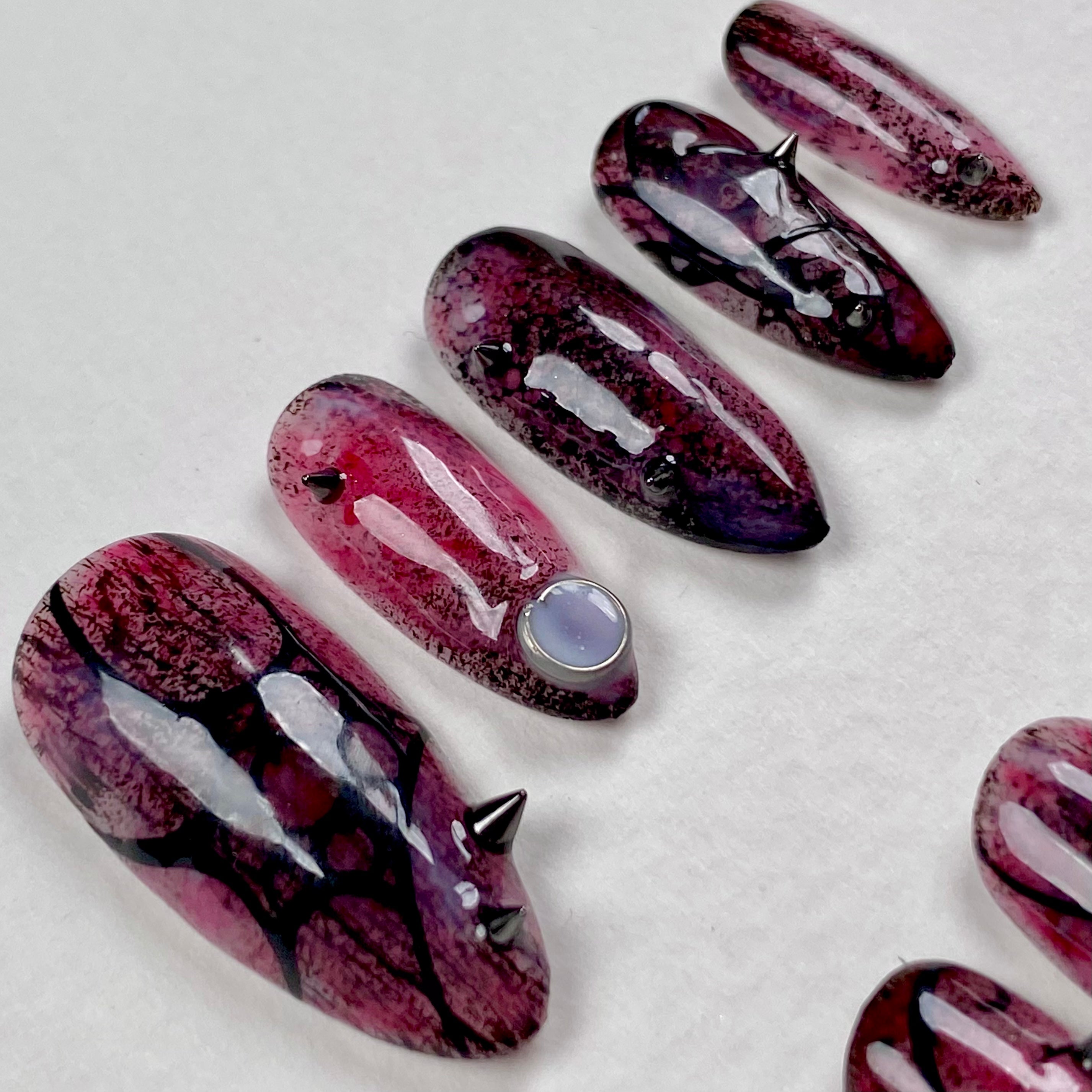 Midnight Bloom Press-On Nails – Plum Gothic Fake Nails