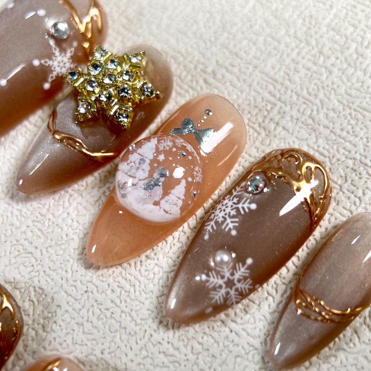 Custom Christmas Press On Nails, Cat Eye Effect Xmas Goth Nails, Holiday Winter Party Nails