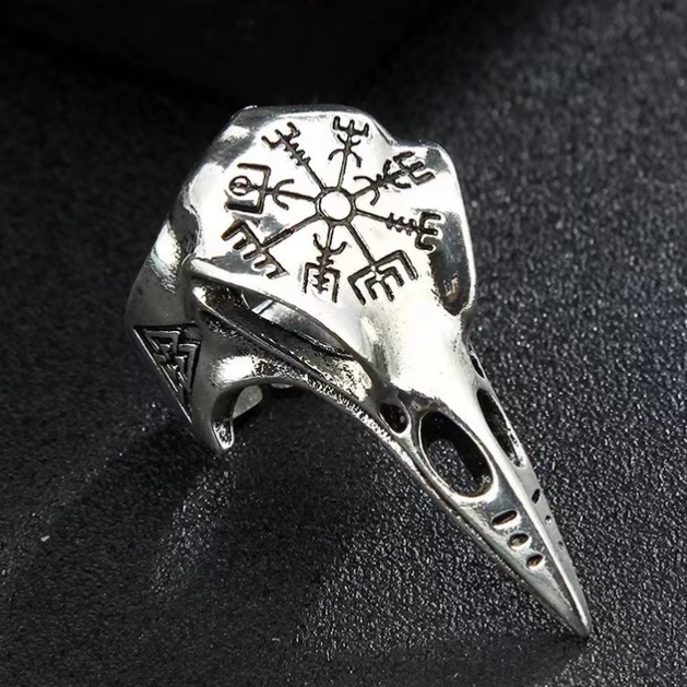 Raven Skull Norse Ring - Free Size - Stanless Steel