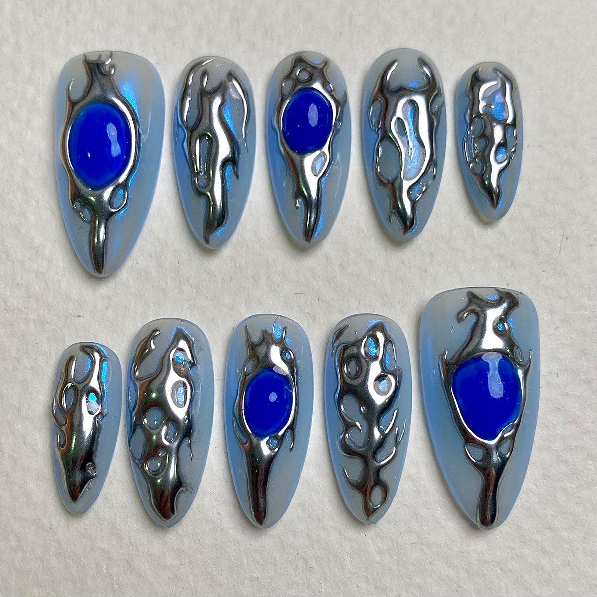 Y2K Blue Press On Nails