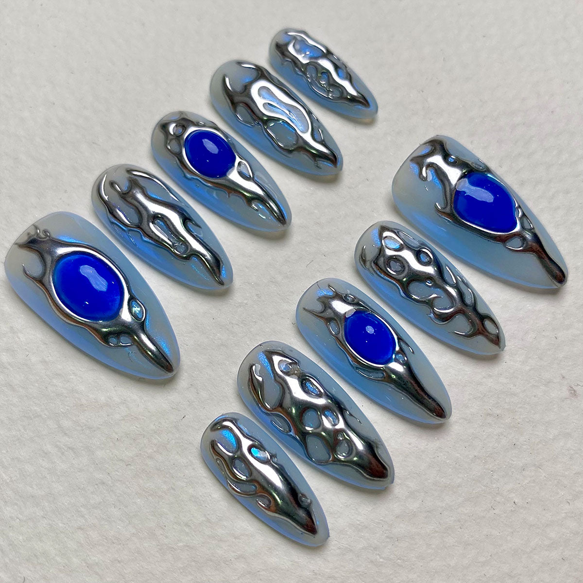 Y2K Blue Press On Nails