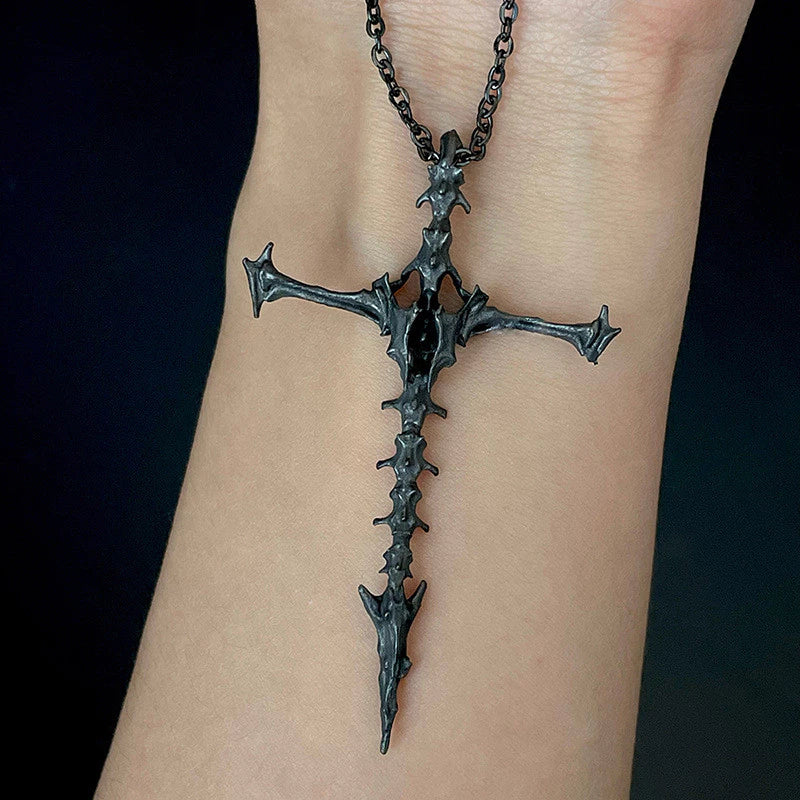 Gothic Dark Cross Necklace