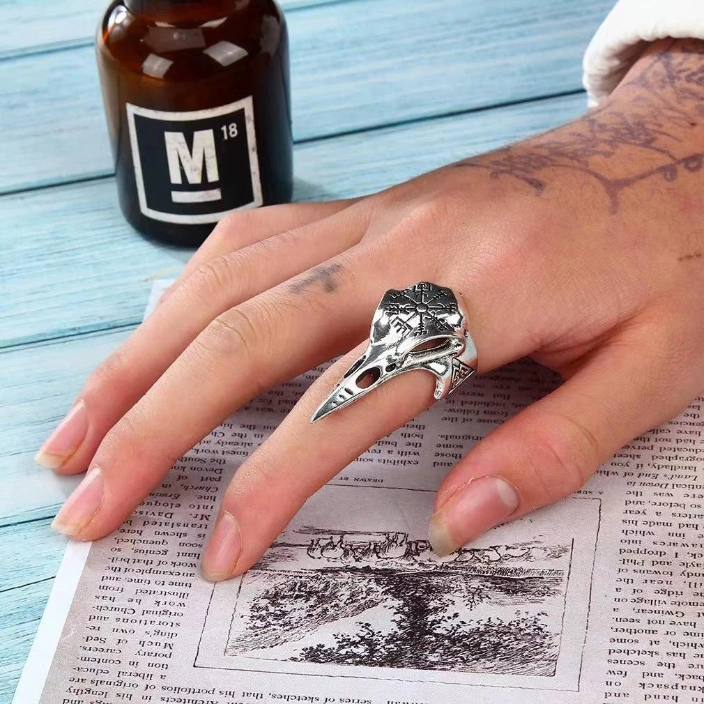 Raven Skull Norse Ring - Free Size - Stanless Steel