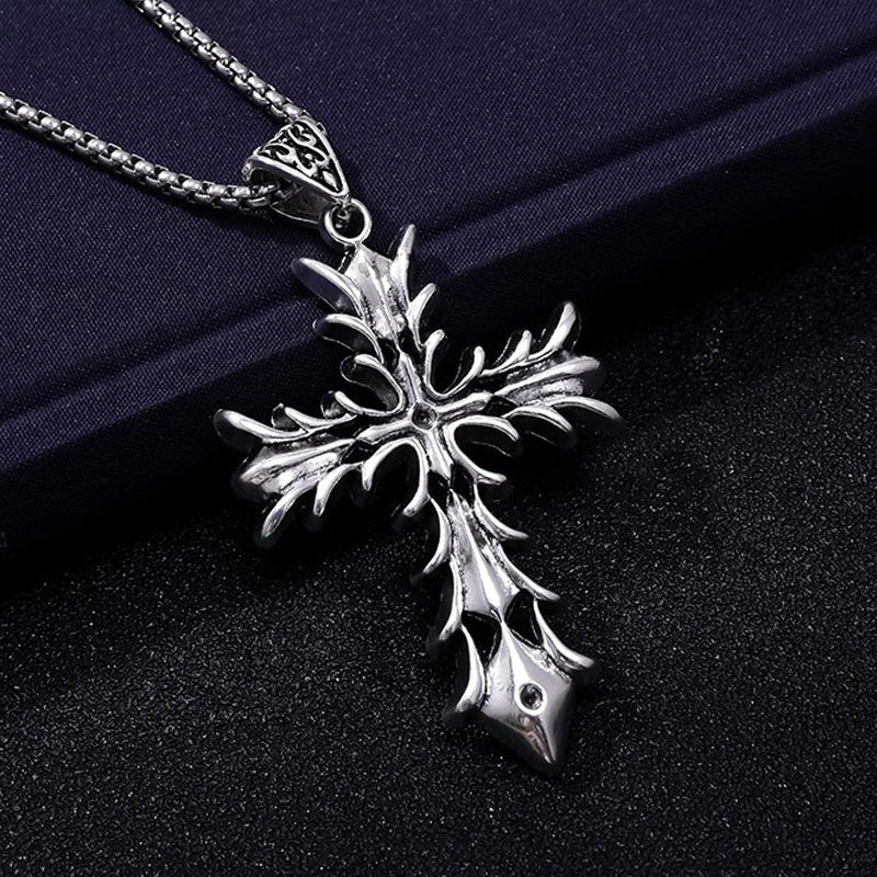 Unique Big Cross Stanless Steel Necklace