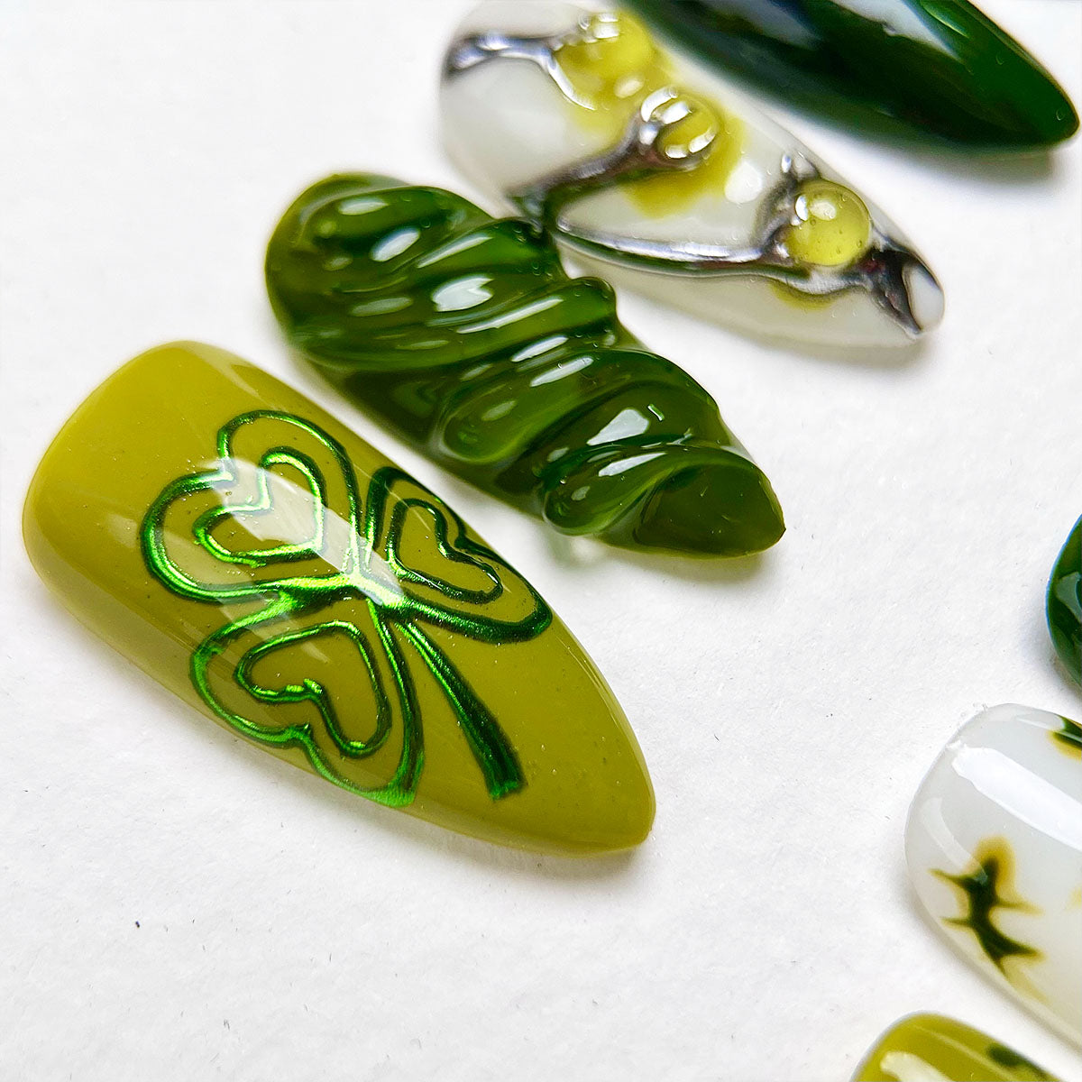 Poison Clover St. Patrick’s Day Press-On Nails – Green Shamrock Irish Fake Nails