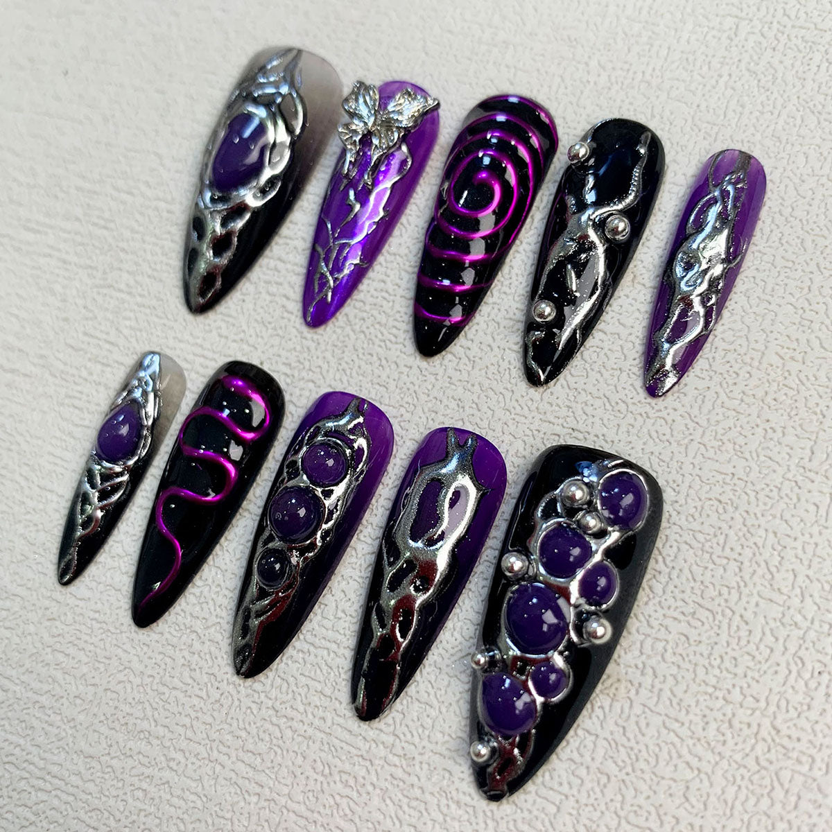 Purple Butterfly Press On Nails, Y2K Trending Summer Dark Press On Nails - Darknailz