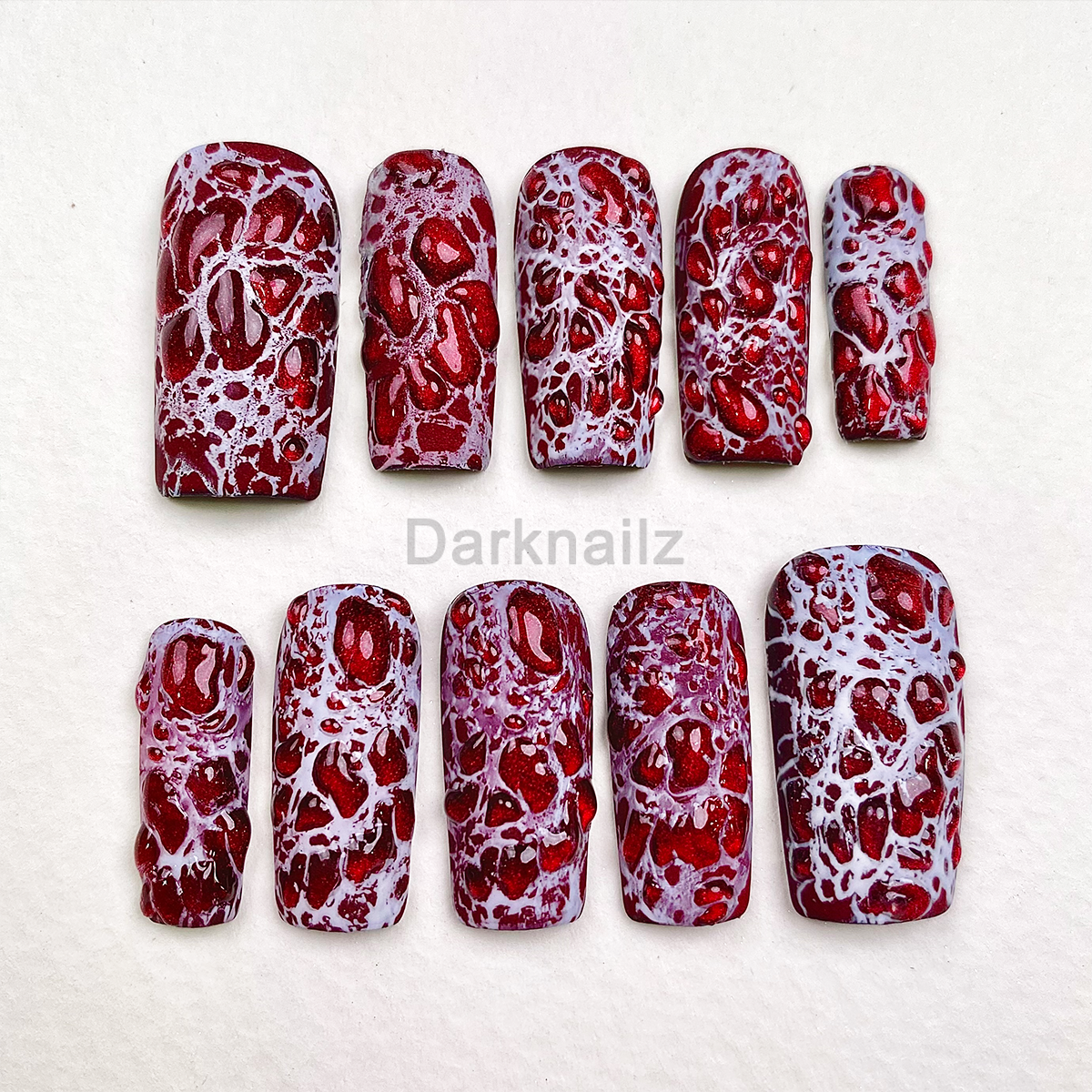 Crimson Web Press-On Nails – Blood Red Gothic Fake Nails