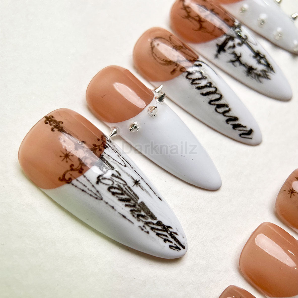 Sacred Flesh Gothic Press-On Nails – Nude White Cybersigilism Fake Nails