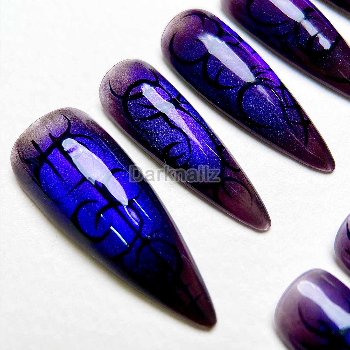 Electric Abyss Y2K Press-On Nails – Blue Purple Cybersigilism Fake Nails