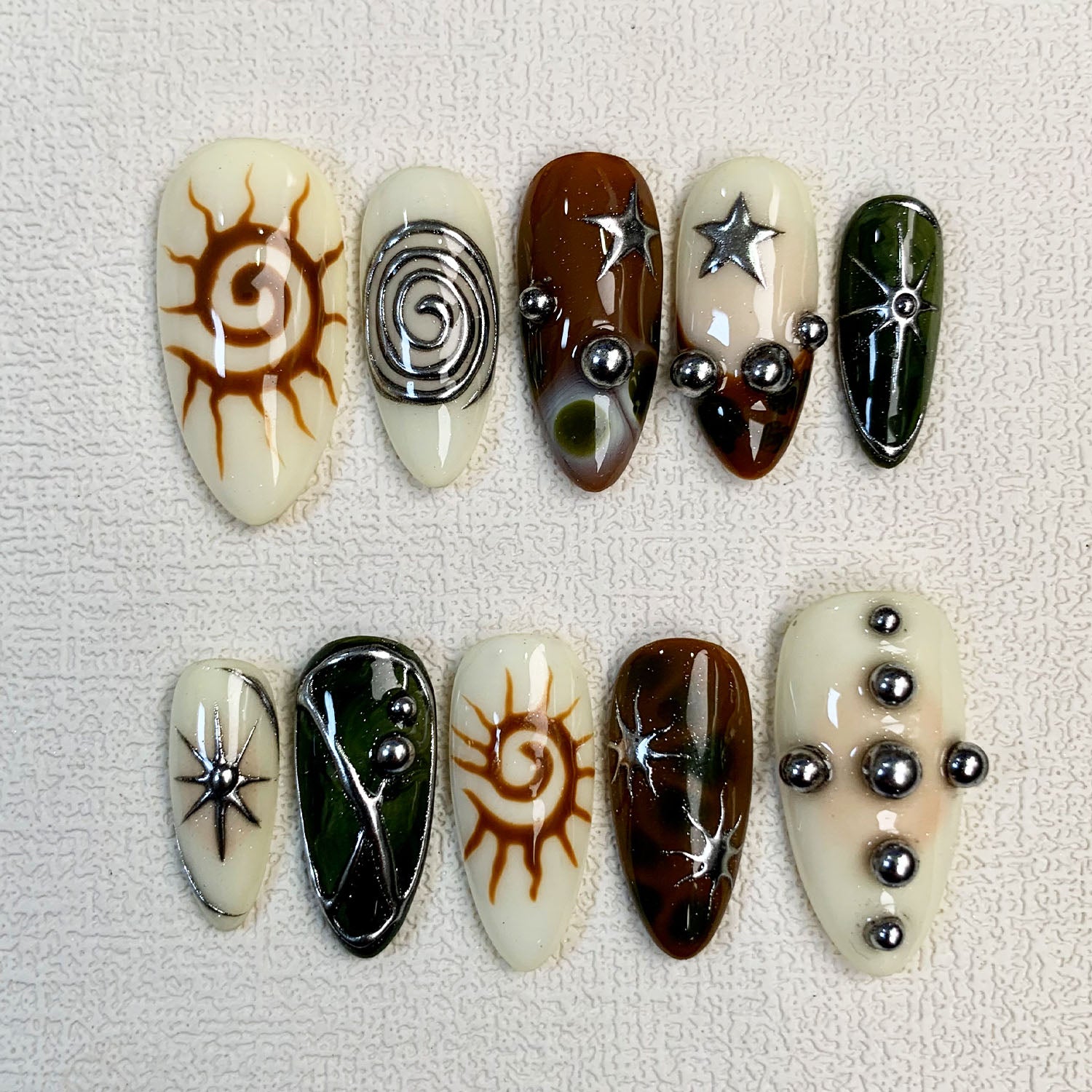 Colorful Y2K Press On Nails, Summer Sun Trending Press On Nails