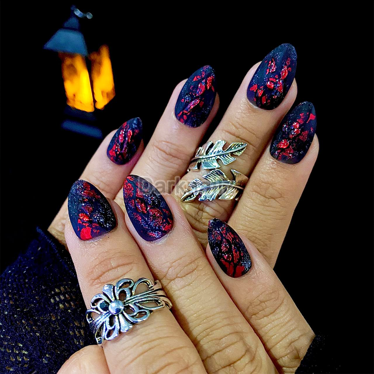Crimson Wound – Blood Red Press-On Nails, Dark Fake Nails with Textured Gore Effect