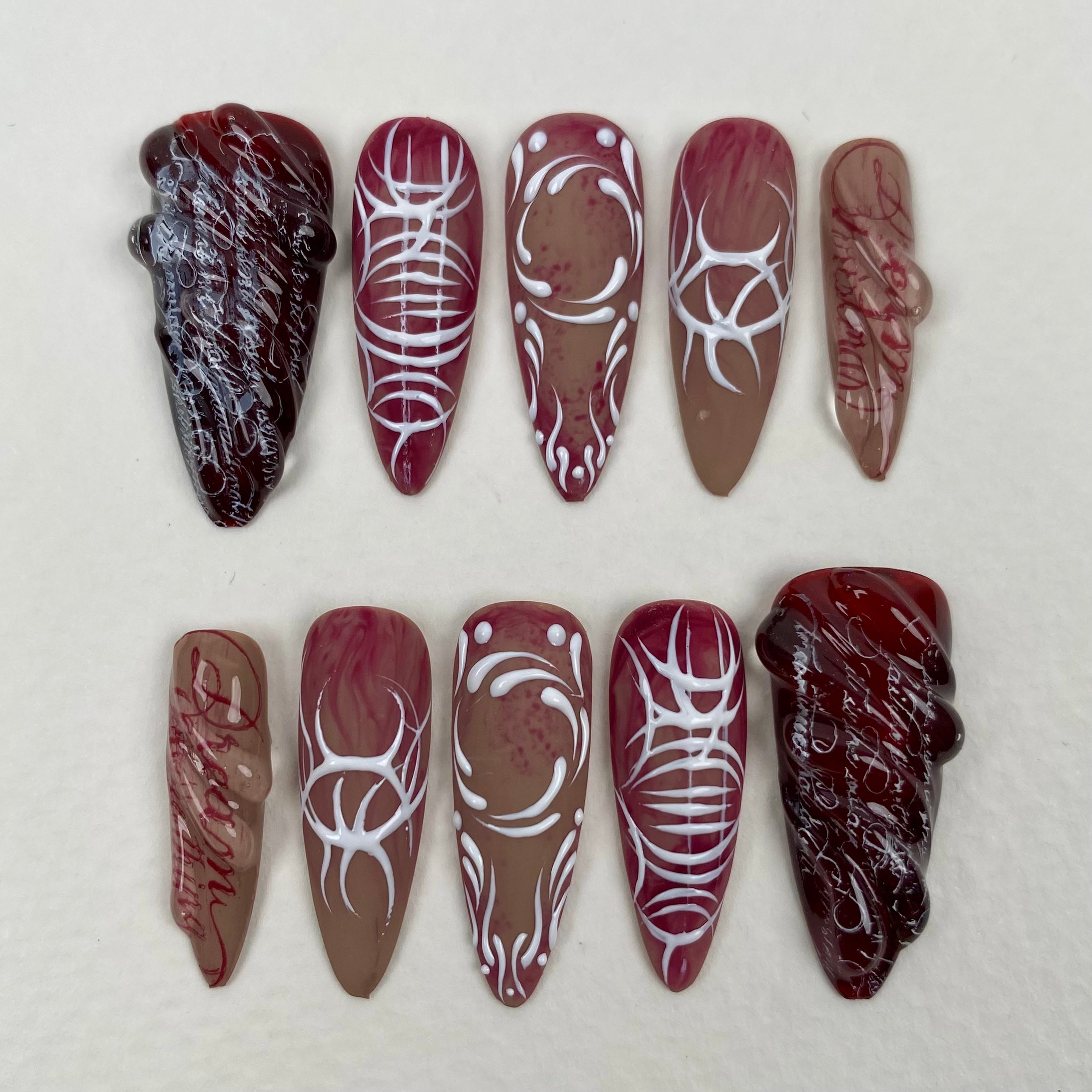 Blood Sigil Press-On Nails – Gothic Red Ritual Fake Nails