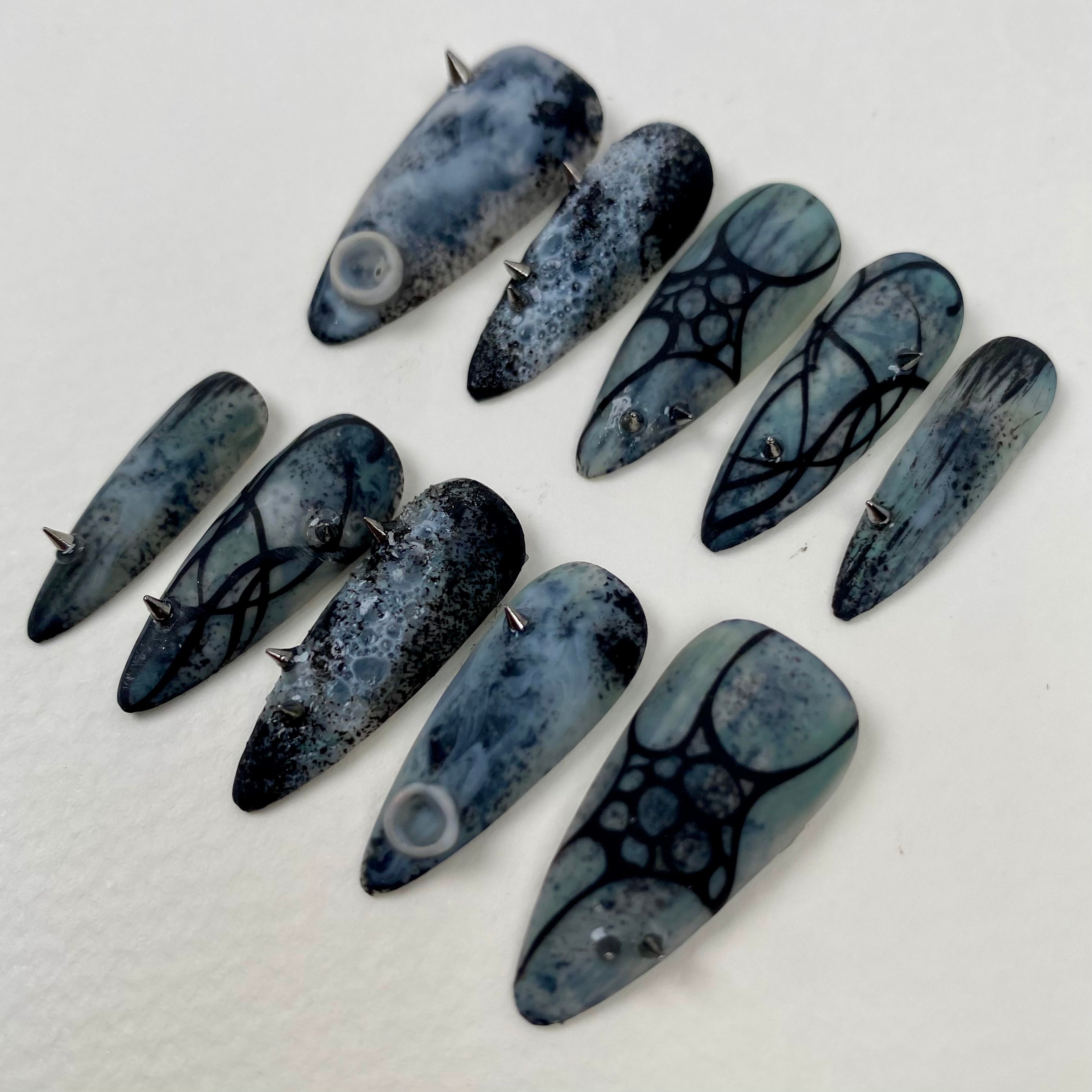 Frozen Abyss Press-On Nails – Icy Gothic Fake Nails
