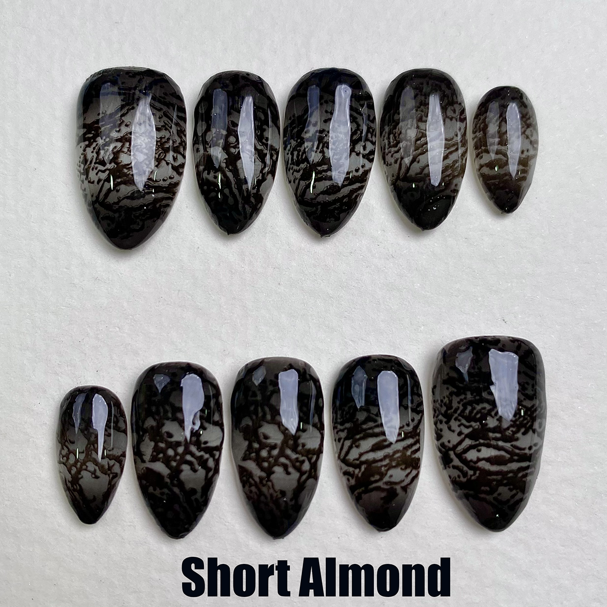 Obsidian Shadow Fade Press-On Nails – Black Gothic Gradient Fake Nails