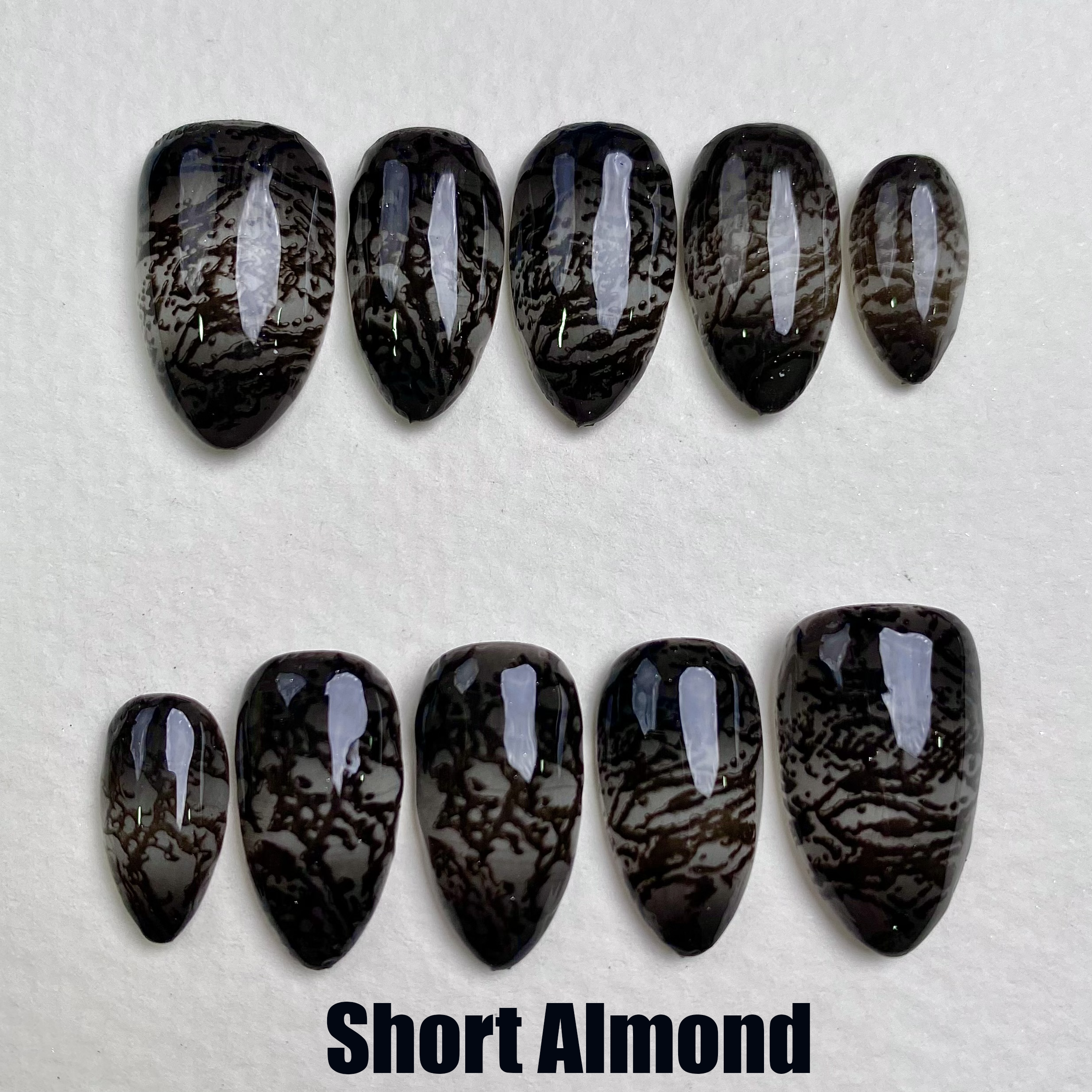 Obsidian Shadow Fade Press-On Nails – Black Gothic Gradient Fake Nails