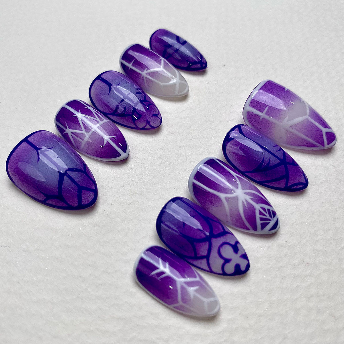 Violet Sigil Gothic Press-On Nails – Purple Cybersigilism Fake Nails
