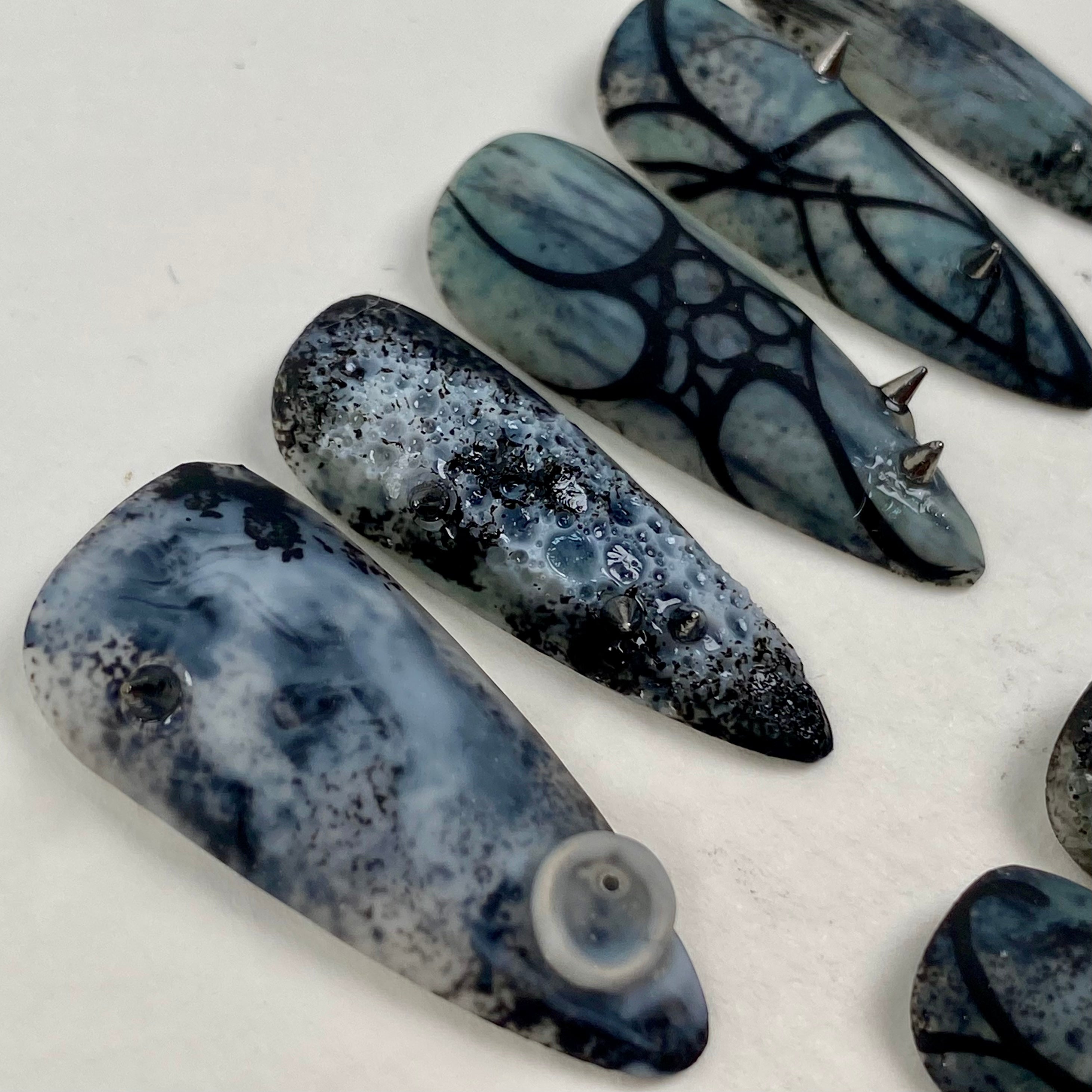 Frozen Abyss Press-On Nails – Icy Gothic Fake Nails