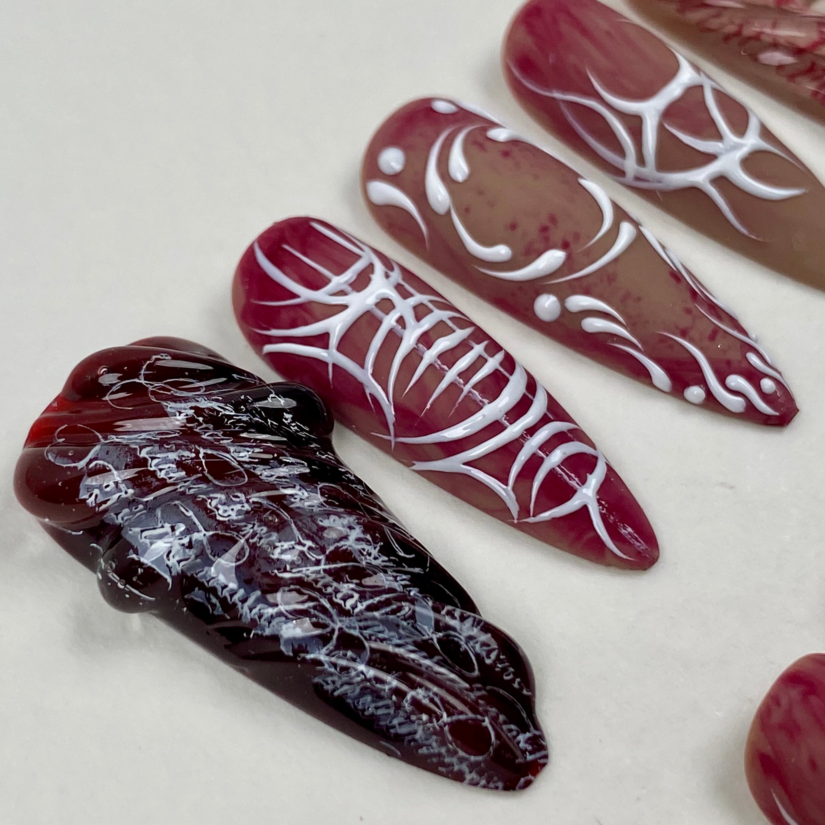 Blood Sigil Press-On Nails – Gothic Red Ritual Fake Nails