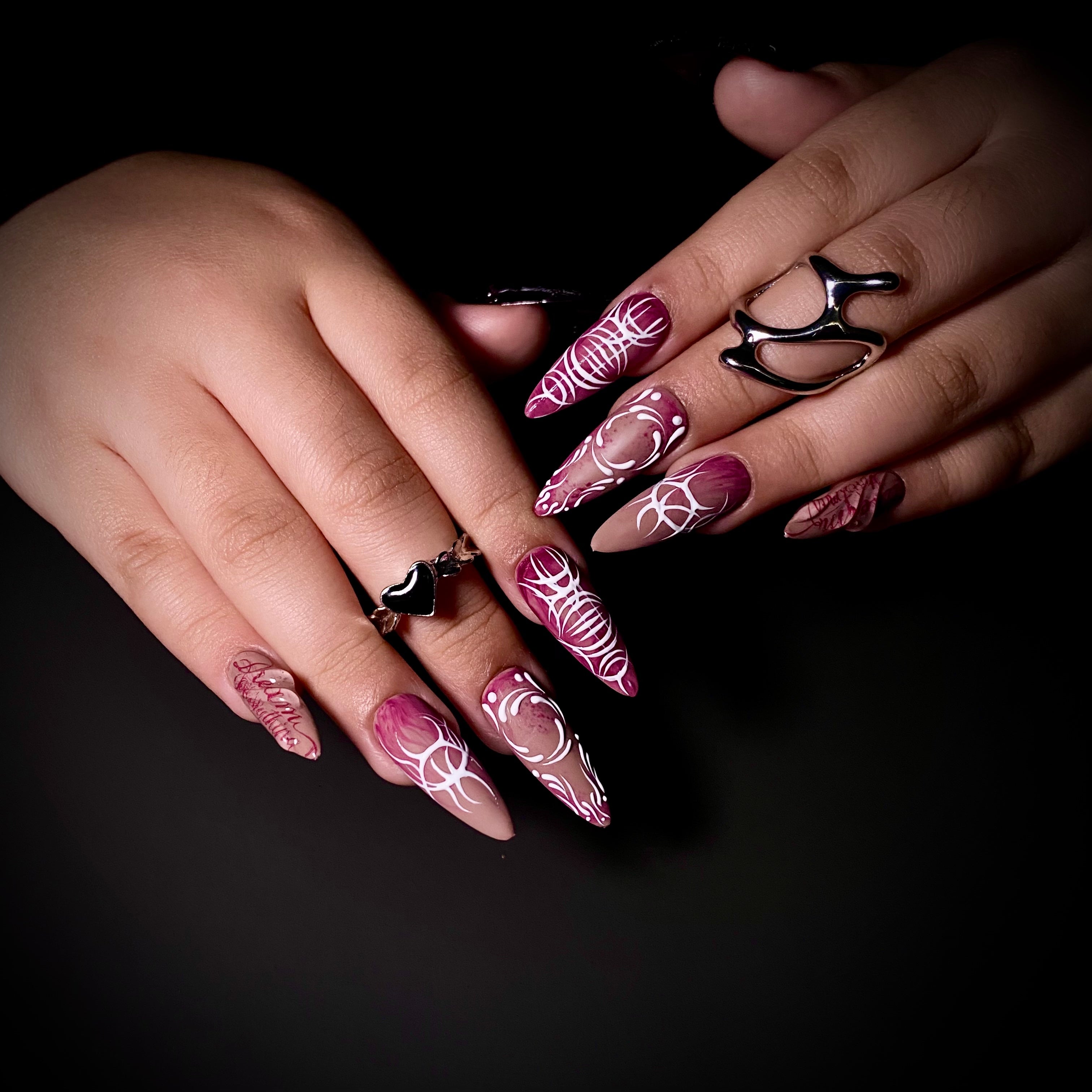 Blood Sigil Press-On Nails – Gothic Red Ritual Fake Nails