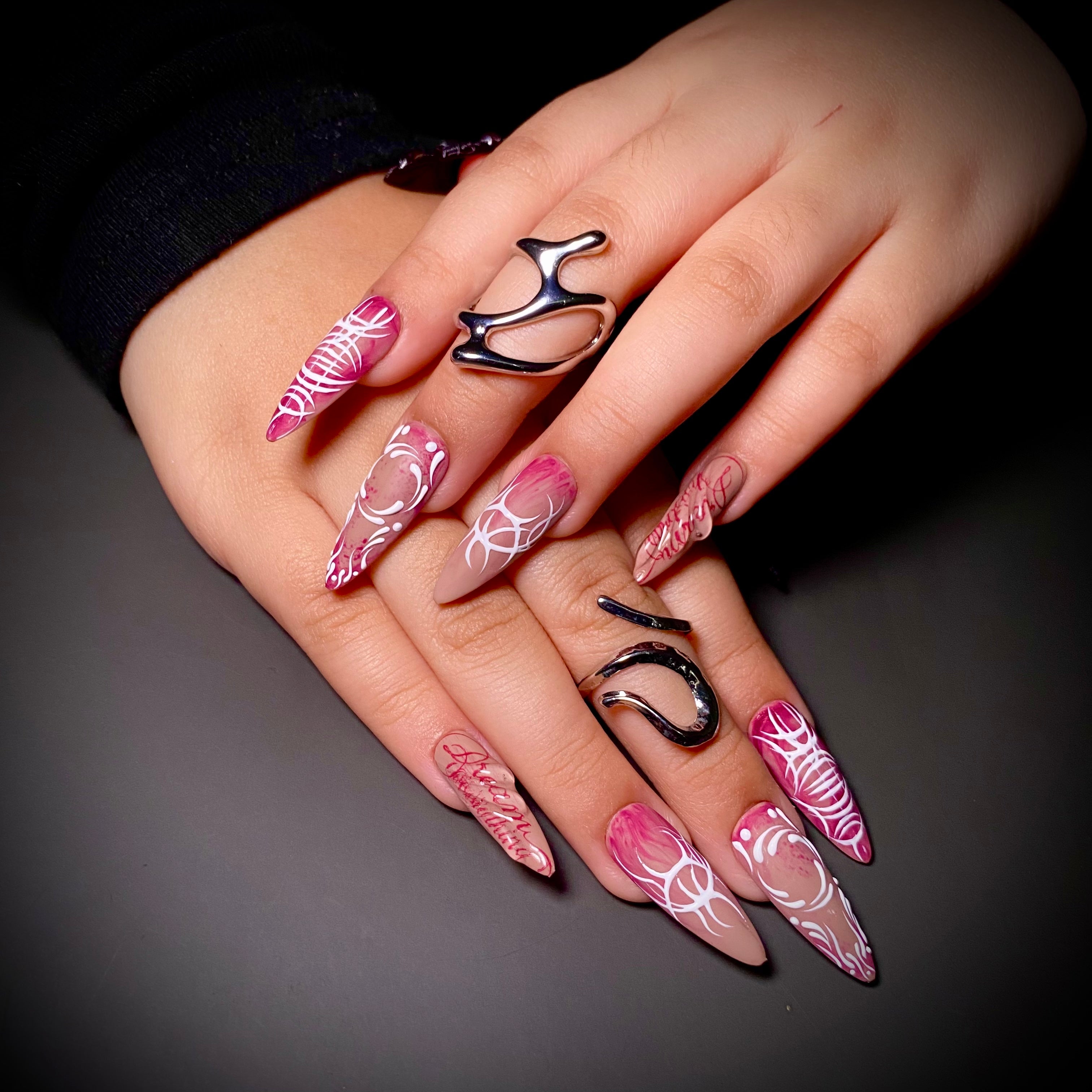 Blood Sigil Press-On Nails – Gothic Red Ritual Fake Nails