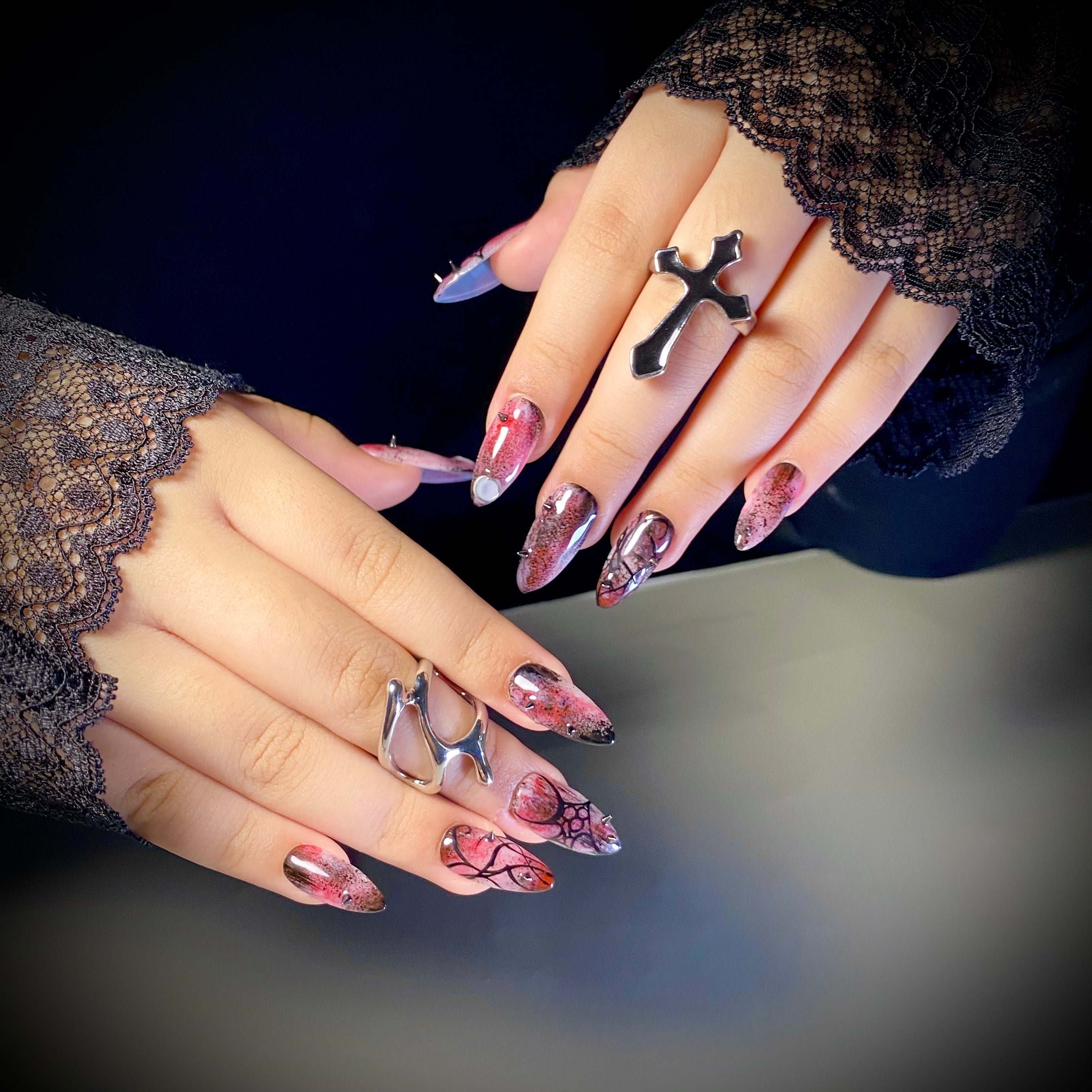Midnight Bloom Press-On Nails – Plum Gothic Fake Nails