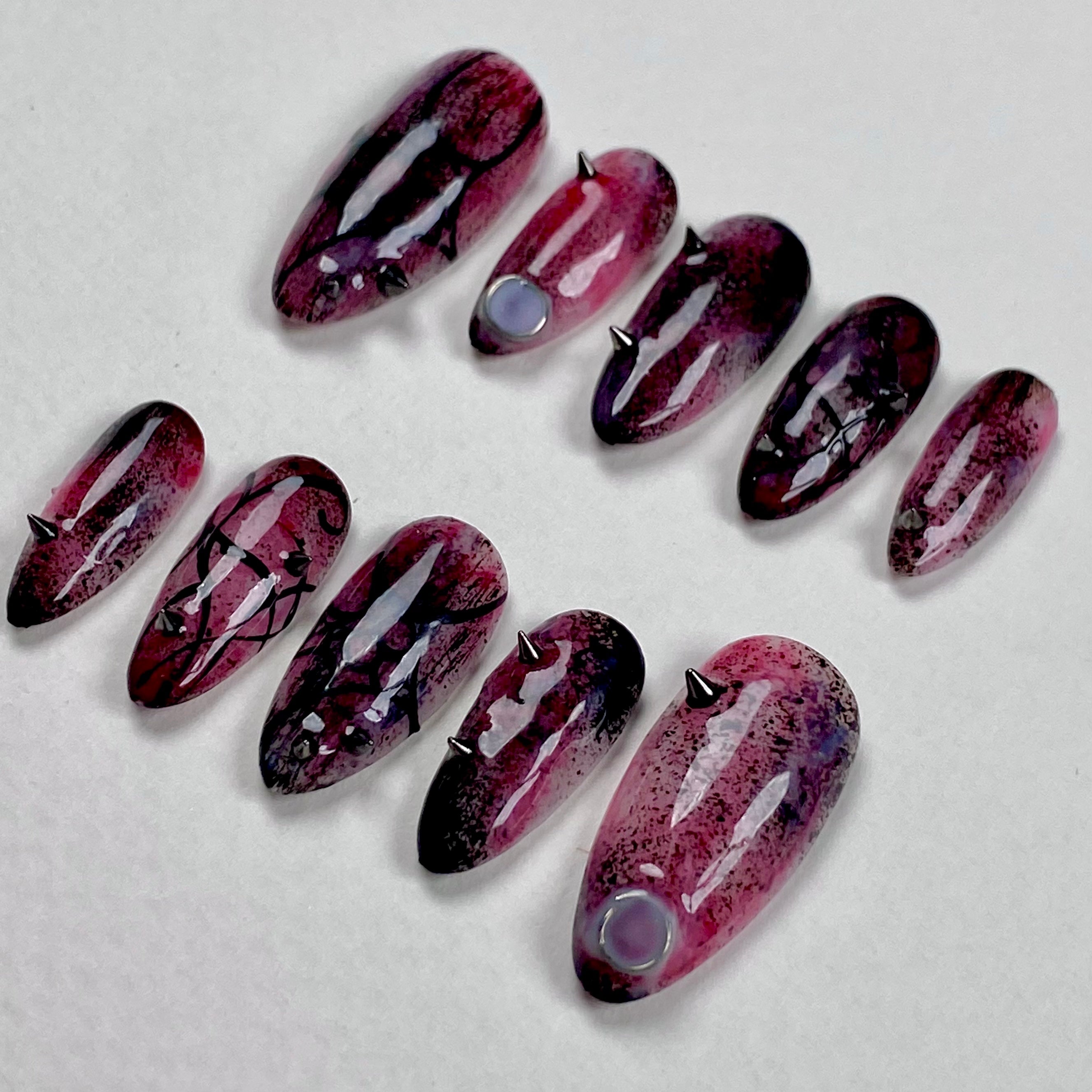 Midnight Bloom Press-On Nails – Plum Gothic Fake Nails