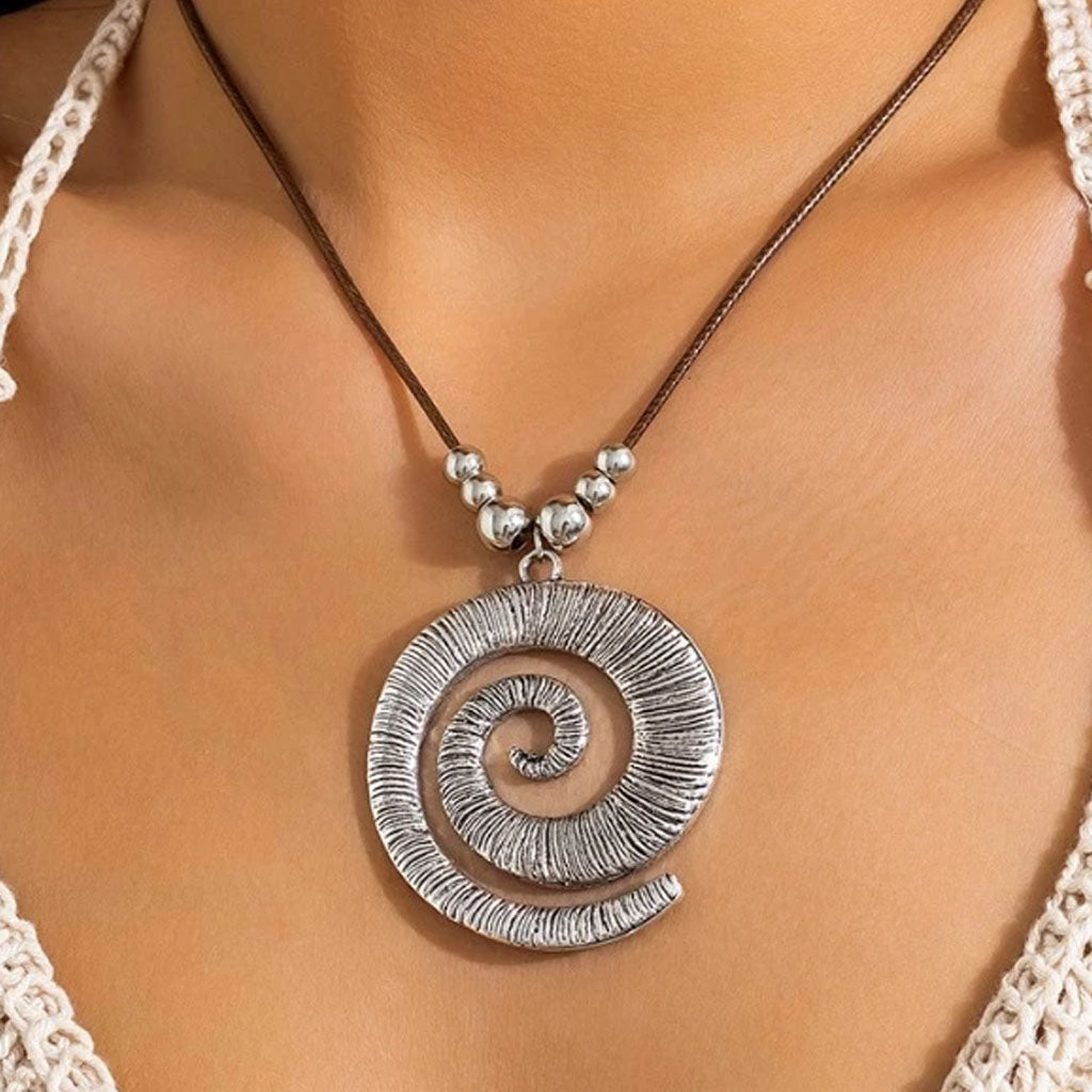 Silver-Plated Swirl Spiral Necklace