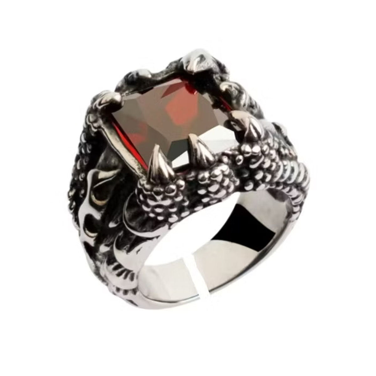 Red Stone Dragon Ring - Free Size - Stanless Steel
