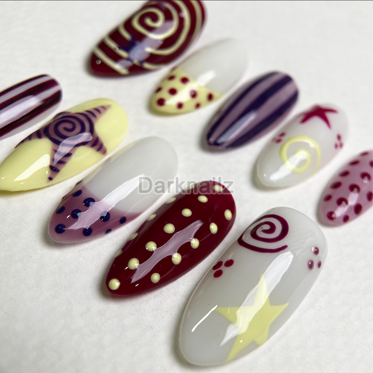 Candy Star Pop Press-On Nails – Colorful Kawaii Fake Nails