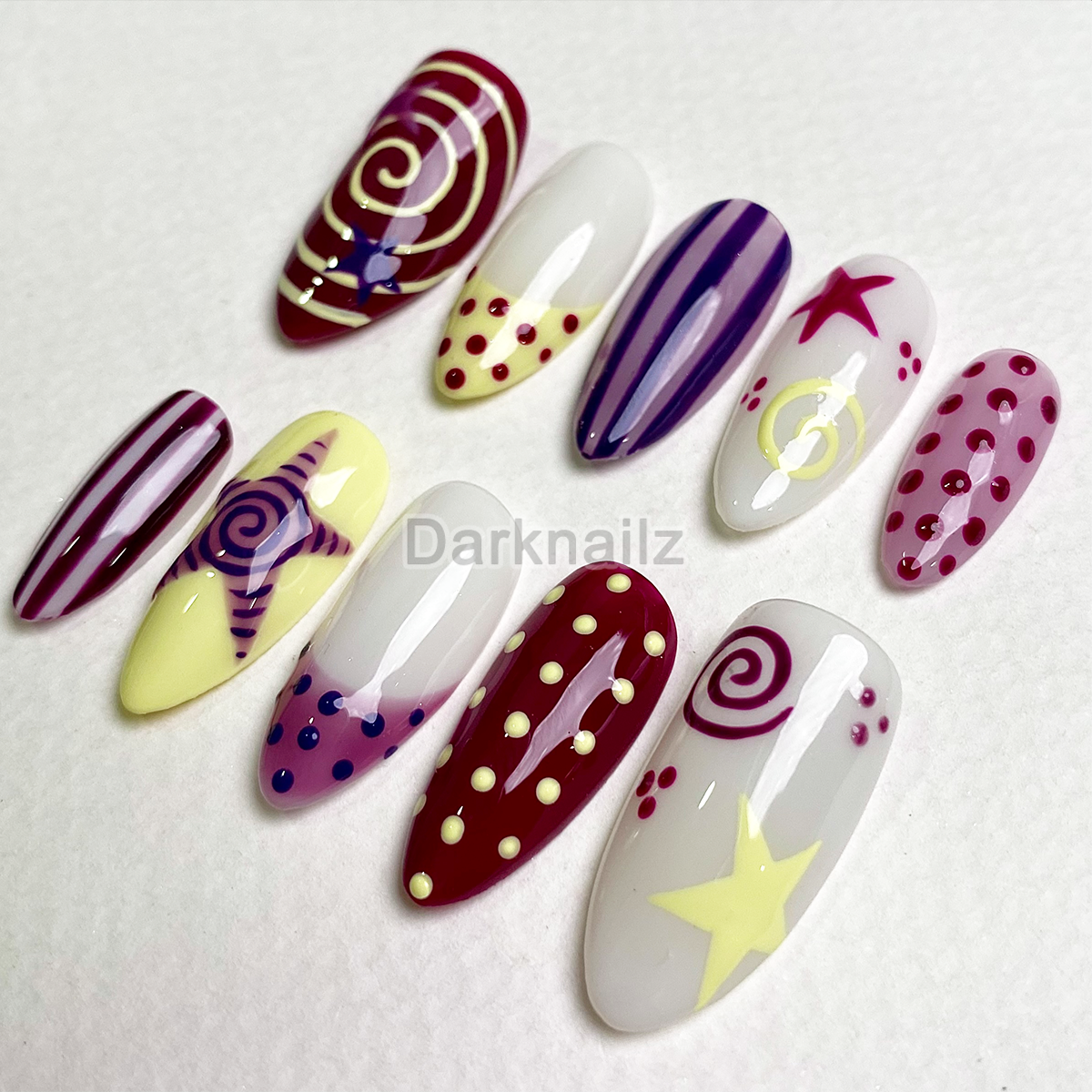 Candy Star Pop Press-On Nails – Colorful Kawaii Fake Nails