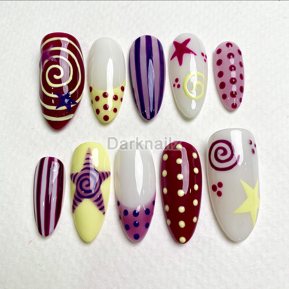 Candy Star Pop Press-On Nails – Colorful Kawaii Fake Nails