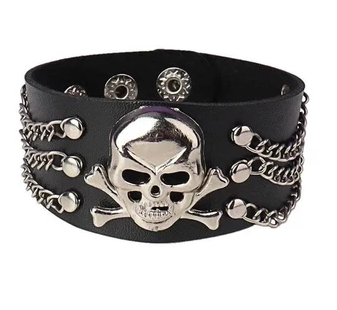 1 Piece - Black Gothic Leather Bracelet